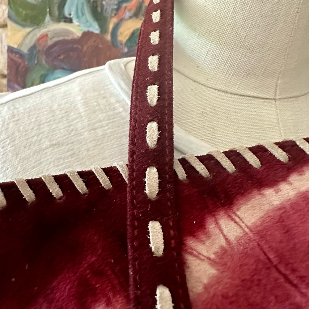 Isabella Fiore Beaded suede LOVE bag in Burgundy. - Picture 6 of 10